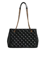 Versace Black Quilted Nappa Leather Shoulder Chain Strap Bag