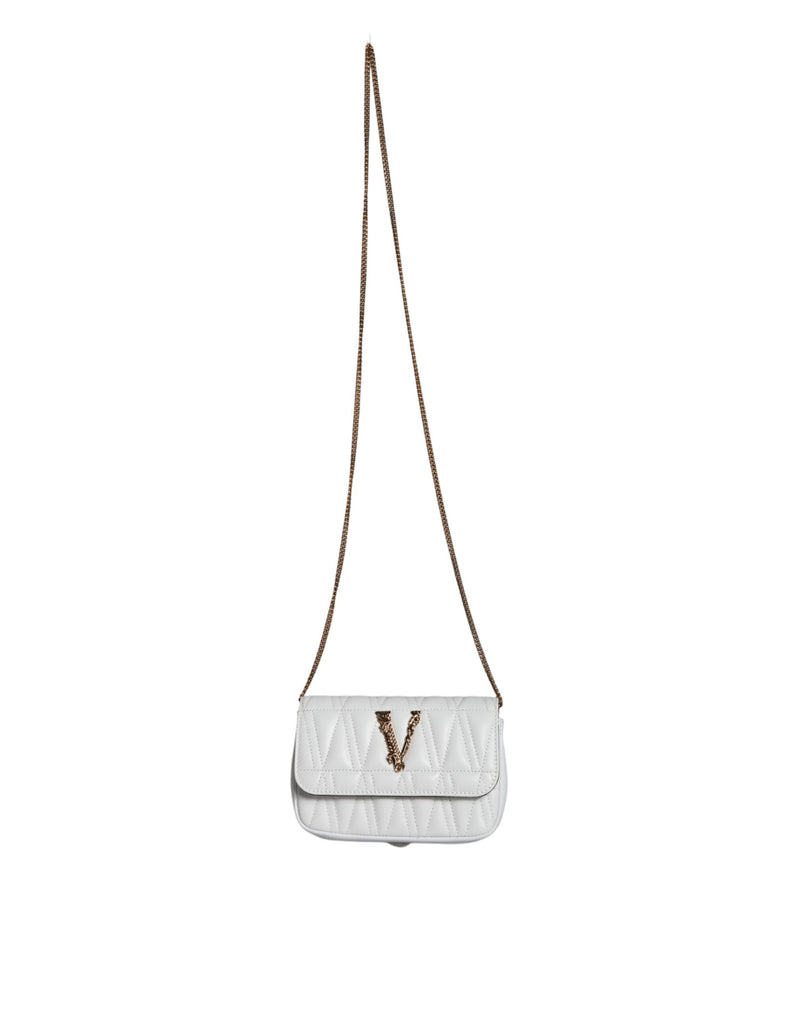 Versace White Quilted Nappa Leather Crossbody Shoulder Bag