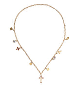 Dolce & Gabbana Gold Tone Brass Chain Religious Cross Pendant Necklace