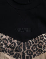 Dolce & Gabbana Black Leopard Crew Neck Sweatshirt Sweater