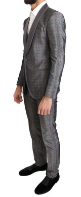 Dolce & Gabbana Elegant Silver Baroque Slim Fit 3-Piece Suit