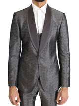 Dolce & Gabbana Elegant Silver Baroque Slim Fit 3-Piece Suit