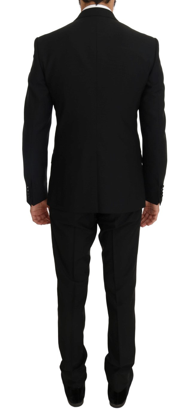 Dolce & Gabbana Elegant Black Three-Piece Suit with Saxophone Embroidery