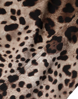 Dolce & Gabbana Brown Silk Leopard Print Knee Length Dress