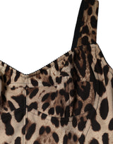 Dolce & Gabbana Brown Silk Leopard Print Knee Length Dress