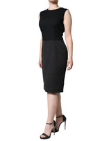 Dolce & Gabbana Black Cotton Sheath Knee Length Dress