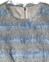 Dolce & Gabbana Light Blue Silver Jacquard A-line Midi Dress