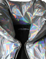 Dolce & Gabbana Silver Iridescent Puffer Full Zip Coat Jacket