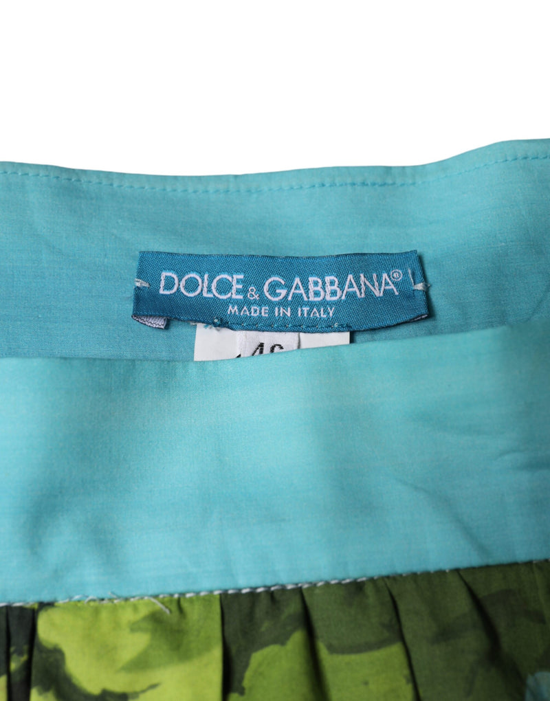 Dolce & Gabbana Multicolor Floral Cotton High Waist A-line Skirt