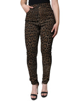 Dolce & Gabbana Brown Leopard Cotton Skinny Denim Jeans