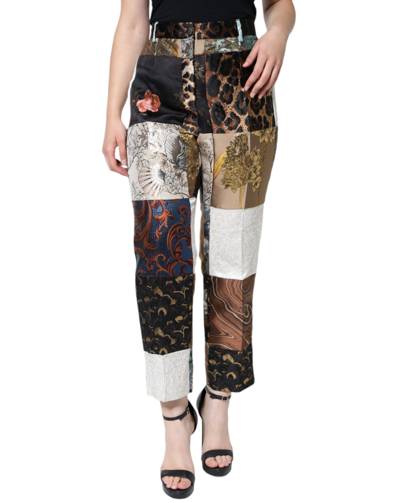 Dolce & Gabbana Multicolor Patchwork Jacquard High Waist Pants