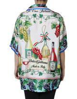 Dolce & Gabbana Multicolor Silk Wine Print Shirt Polo Top