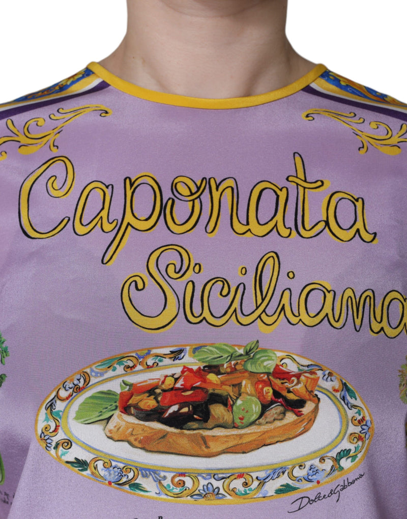 Dolce & Gabbana Purple Silk Caponata Siciliana Print Tank Top