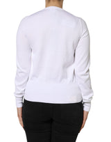 Dolce & Gabbana White Lace Cut Out Long Sleeves Pullover Sweater