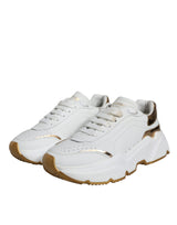 Dolce & Gabbana White Gold DAYMASTER Leather Sneakers Shoes