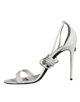 Dolce & Gabbana White Leather High Heels Sandals Shoes