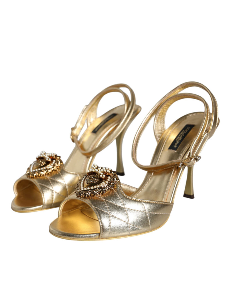 Dolce & Gabbana Gold Devotion Embellished Keira Sandals Shoes