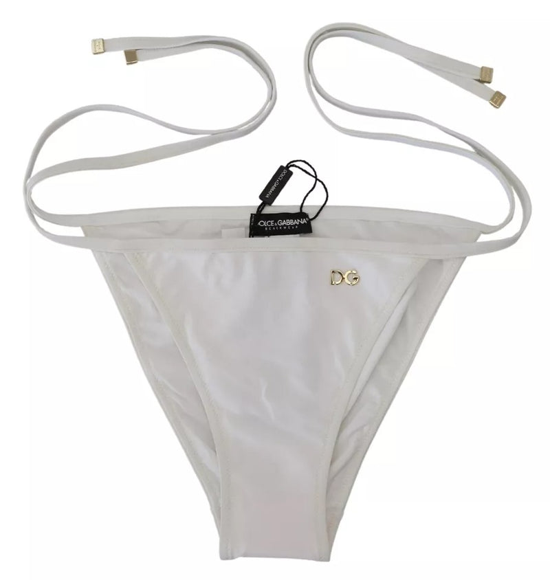 Dolce & Gabbana White DG Logo Beachwear Swimwear Bikini Bottom