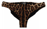 Dolce & Gabbana Brown Leopard Print Swimsuit Swimwear Bikini Bottom