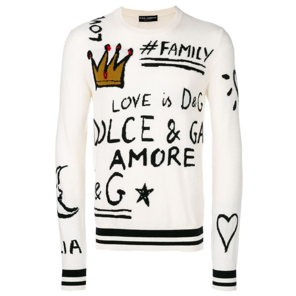 Dolce & Gabbana White Wool Sweater