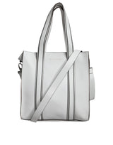 Brunello Cucinelli White Leather Logo Shoulder Strap Shopping Tote Bag