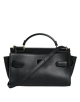 Dolce & Gabbana Black Leather SICILY Top Handle Crossbody Bag