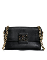 Dolce & Gabbana Black Leather DG Millennials Crystal Crossbody Bag