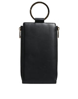 Dolce & Gabbana Black Leather Logo Plaque Neck Strap Card Coin Wallet