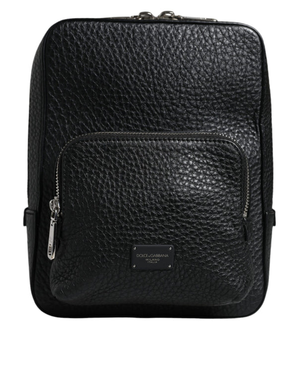 Dolce & Gabbana Black Calfskin Leather Logo Plaque Bodybag Bag