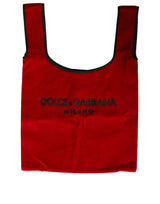 Dolce & Gabbana Red Cotton Velvet Logo Shopping Tote MARKET Bag