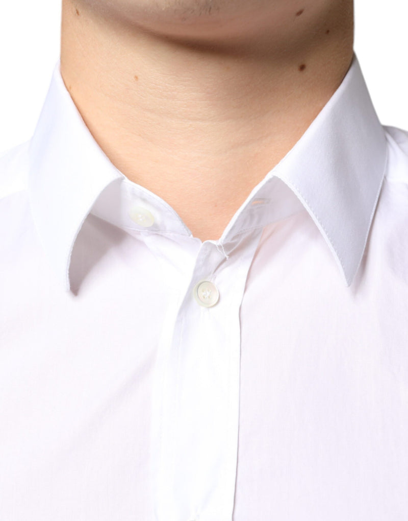 Dolce & Gabbana White Cotton Collared Men Formal Dress Shirt