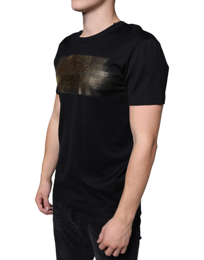 Dolce & Gabbana Black Cotton DG Logo Print Casual T-shirt