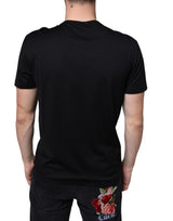 Dolce & Gabbana Black Cotton DG Logo Print Casual T-shirt