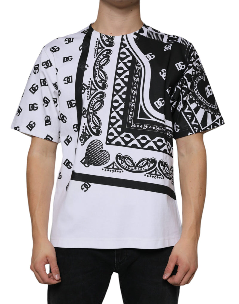 Dolce & Gabbana White Bandana Print Cotton Short Sleeves T-shirt