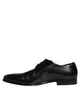 Dolce & Gabbana Black Calfskin Leather Derby Men Dress Shoes