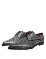 Dolce & Gabbana Silver Polyurethane Derby Formal Dress Shoes