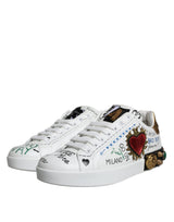 Dolce & Gabbana White Heart Studded Low Top Sneakers Shoes