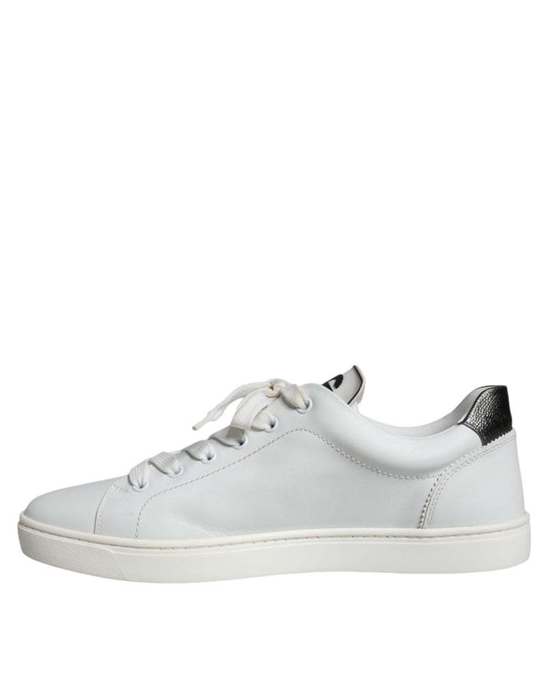 Dolce & Gabbana White Leather Heart Low Top Casual Sneakers Shoes