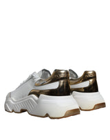 Dolce & Gabbana White Gold DAYMASTER Leather Sneakers Shoes