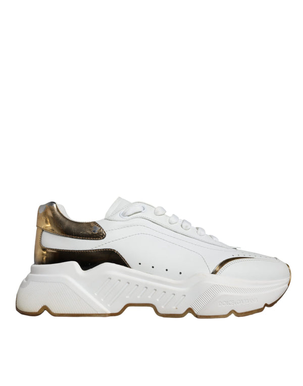 Dolce & Gabbana White Gold DAYMASTER Leather Sneakers Shoes