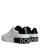 Dolce & Gabbana White Leather Logo Portofino Sneaker Shoes