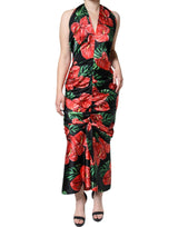 Dolce & Gabbana Black Tropical Floral Sheath Maxi Dress