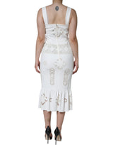 Dolce & Gabbana White Lace Viscose Bodycon Sheath Midi Dress