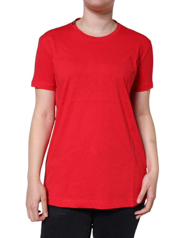 Dolce & Gabbana Red Cotton Crew Neck Short Sleeve Tee T-shirt