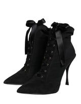 Dolce & Gabbana Black Lace Up Trekking Ankle Boots Shoes