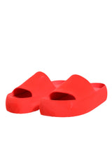 Dolce & Gabbana Red Rubber Slides Sandals Beachwear Shoes