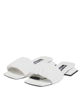 Dolce & Gabbana White Leather Slides Flats Sandals Shoes