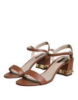 Dolce & Gabbana Brown Leather Ankle Strap Sandals Shoes