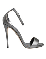 Dolce & Gabbana Silver KEIRA Heels Ankle Strap Sandals Shoes