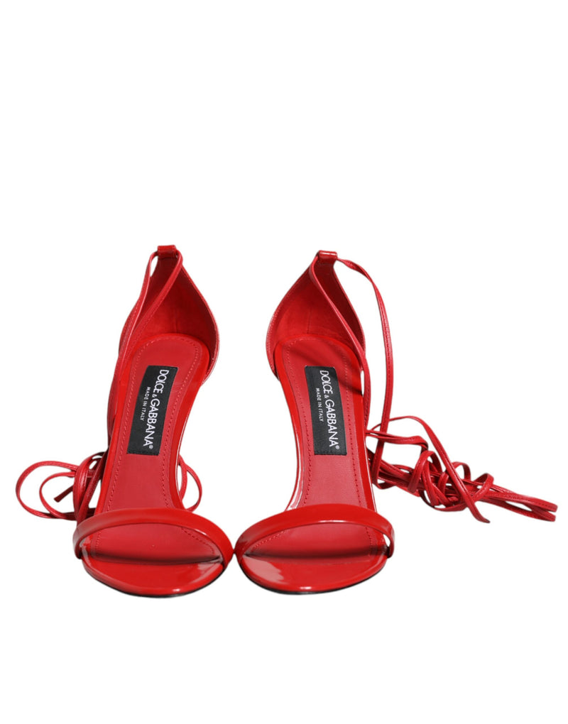 Dolce & Gabbana Red Leather Keira High Heels Sandals Shoes